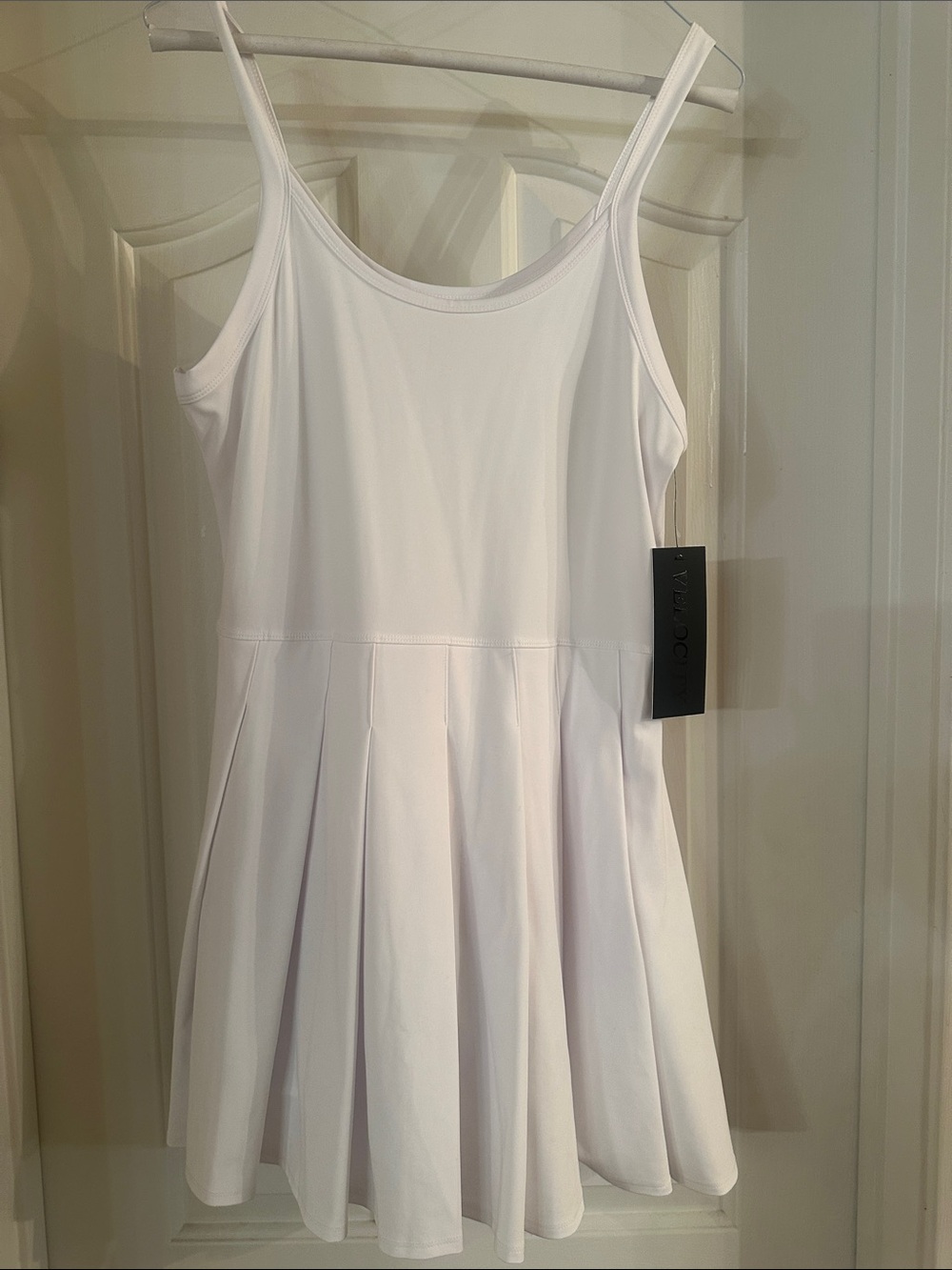 White Pleated Tennis Dress with built in shorts
